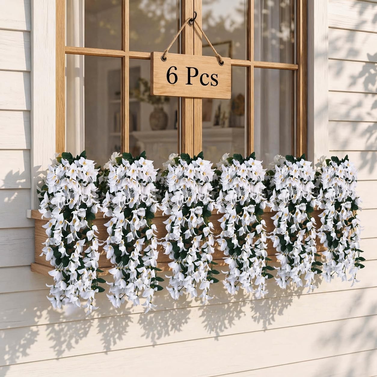 6 Pcs Artificial Bougainvillea Flowers for Outdoor Decor, White