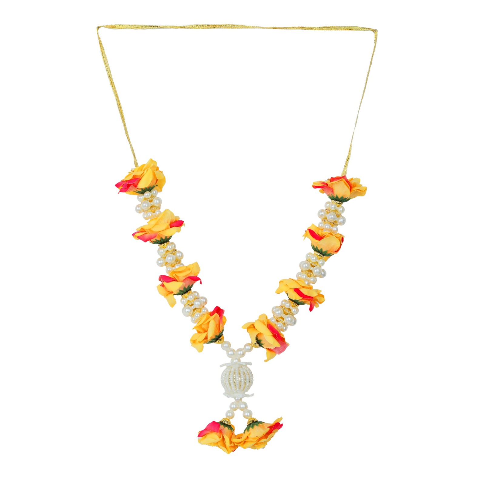 Artificial Mala Rose Flower Ribbon Garland Haar Mala for Idol with Bead God S…