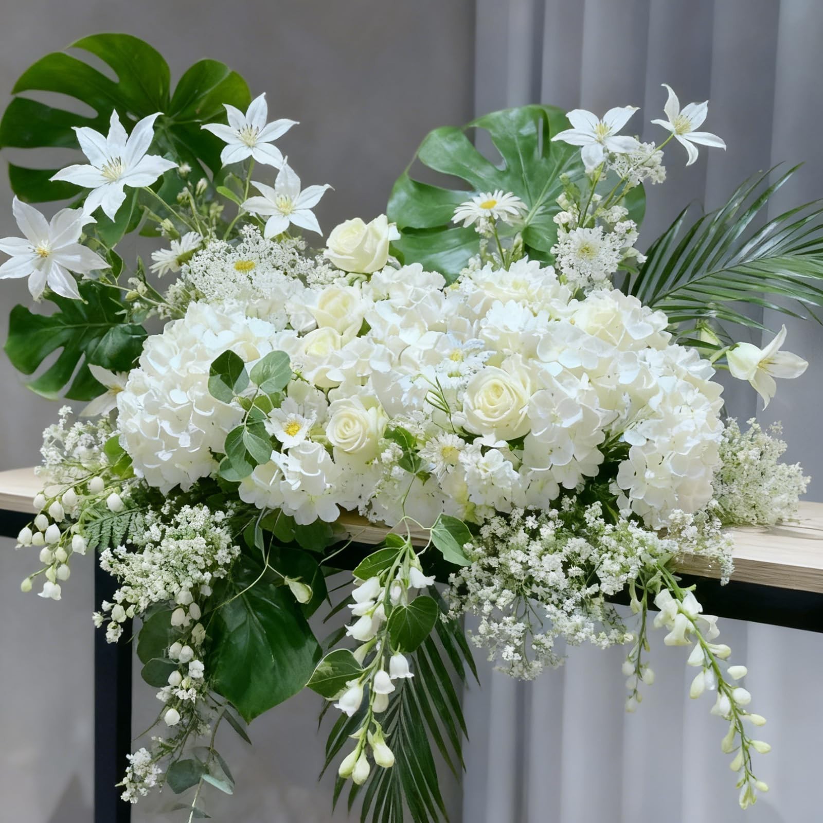 100 Pcs Faux White Hydrangea Flowers – Silk Heads with Stems for Wedding, Party,