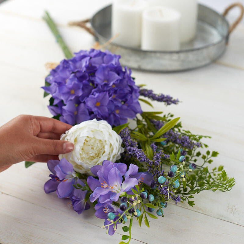 Factory Direct Craft Cream and Lavender Artificial Hydrangea Peony Freesia