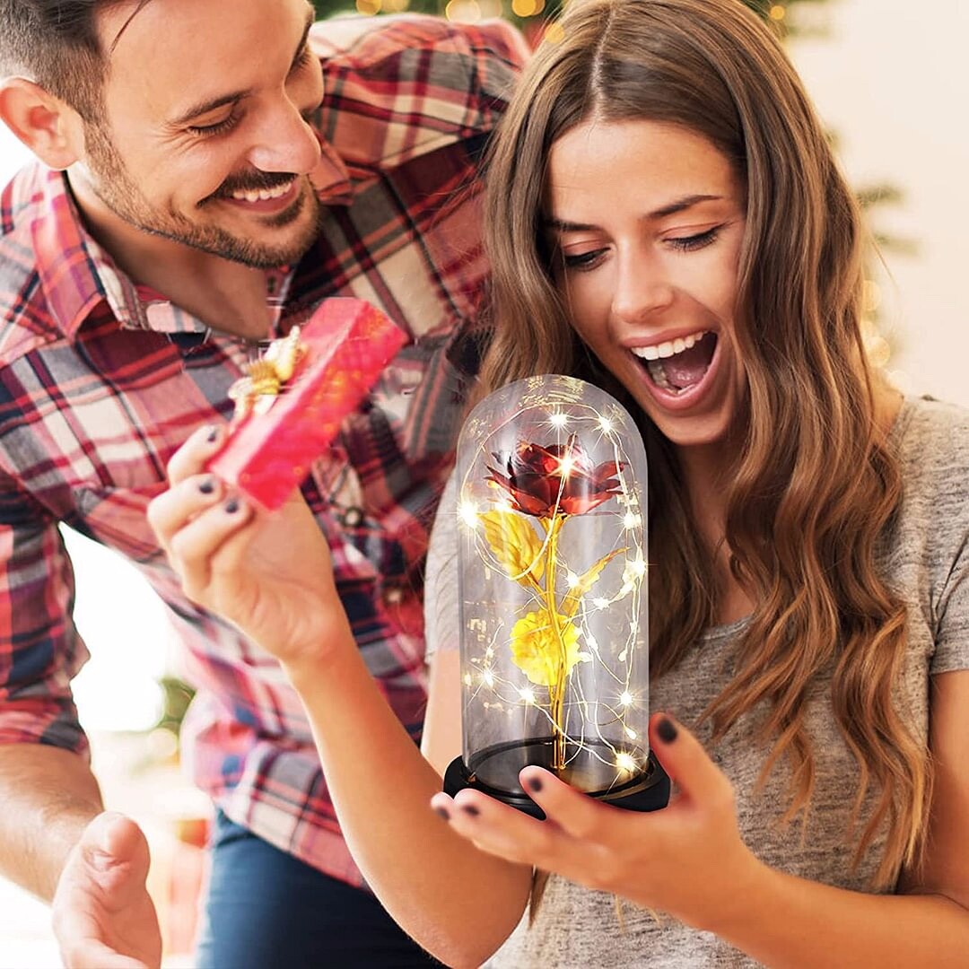 Brand New – Crystal Galaxy Enchanted LED Glass Forever Rose Home Decoration Gift