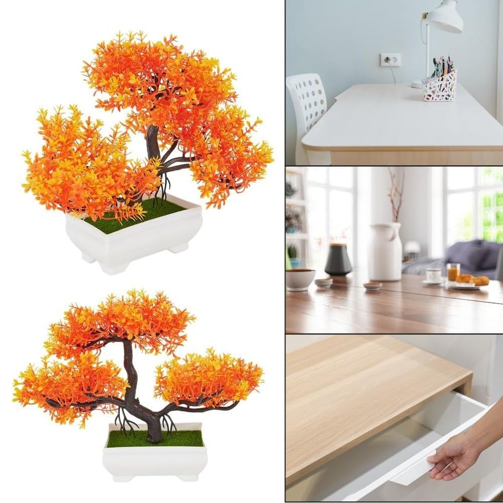 Plastic Artificial Bonsai Pine Plant for Office Living Room Decor 25x25x11cm