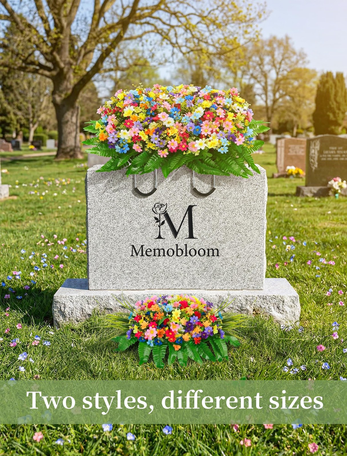Headstone Flower Saddle Decorations: Spring Cemetery Flowers for Grave Easter…