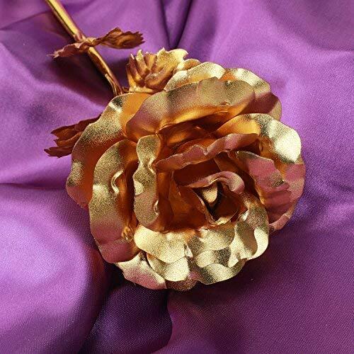 24K Gold Plated Dipped Rose Flower in glass dome Romantic Gift Love for mom girl