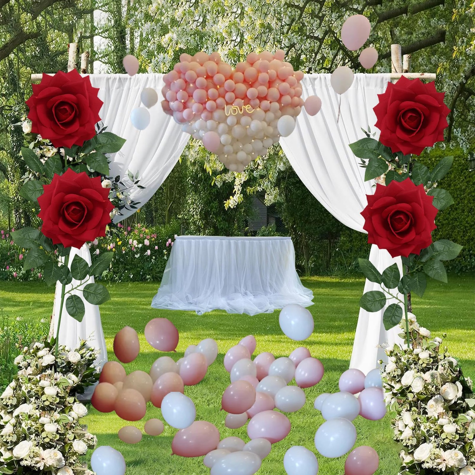 1 PCS 45-Inch Giant Red Rose For Decorative Wedding Window Display Background