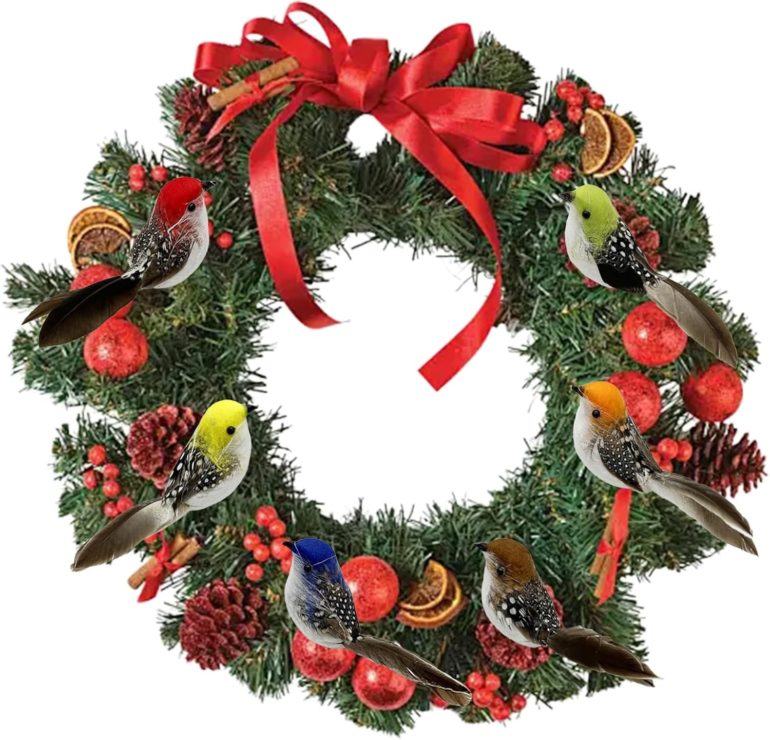 6Pcs Artificial Spring Birds Clip on Colorful Bird for Crafts Tree