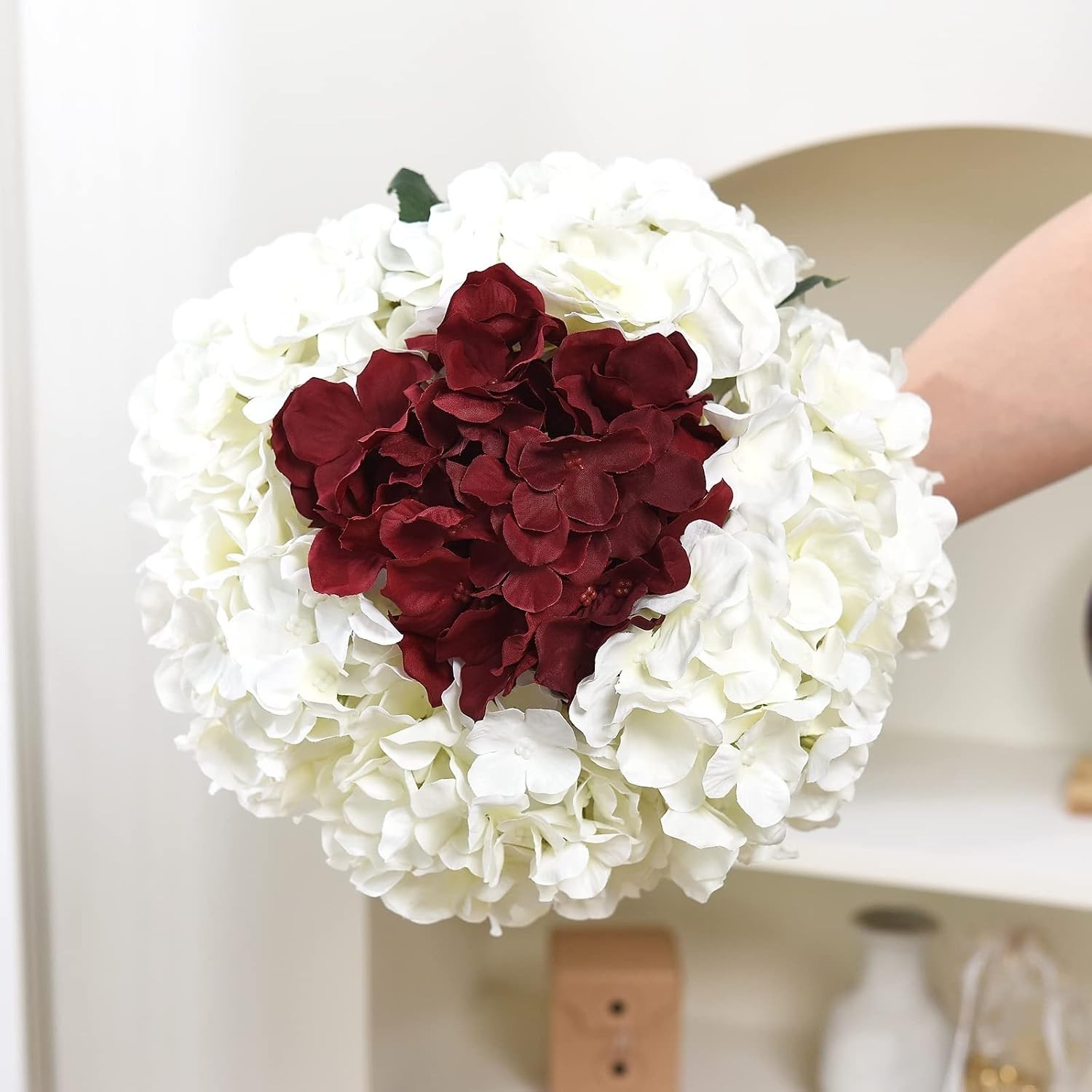 10PCS Stunning Off White Silk Hydrangea Flower Heads – Ideal for Celebrations