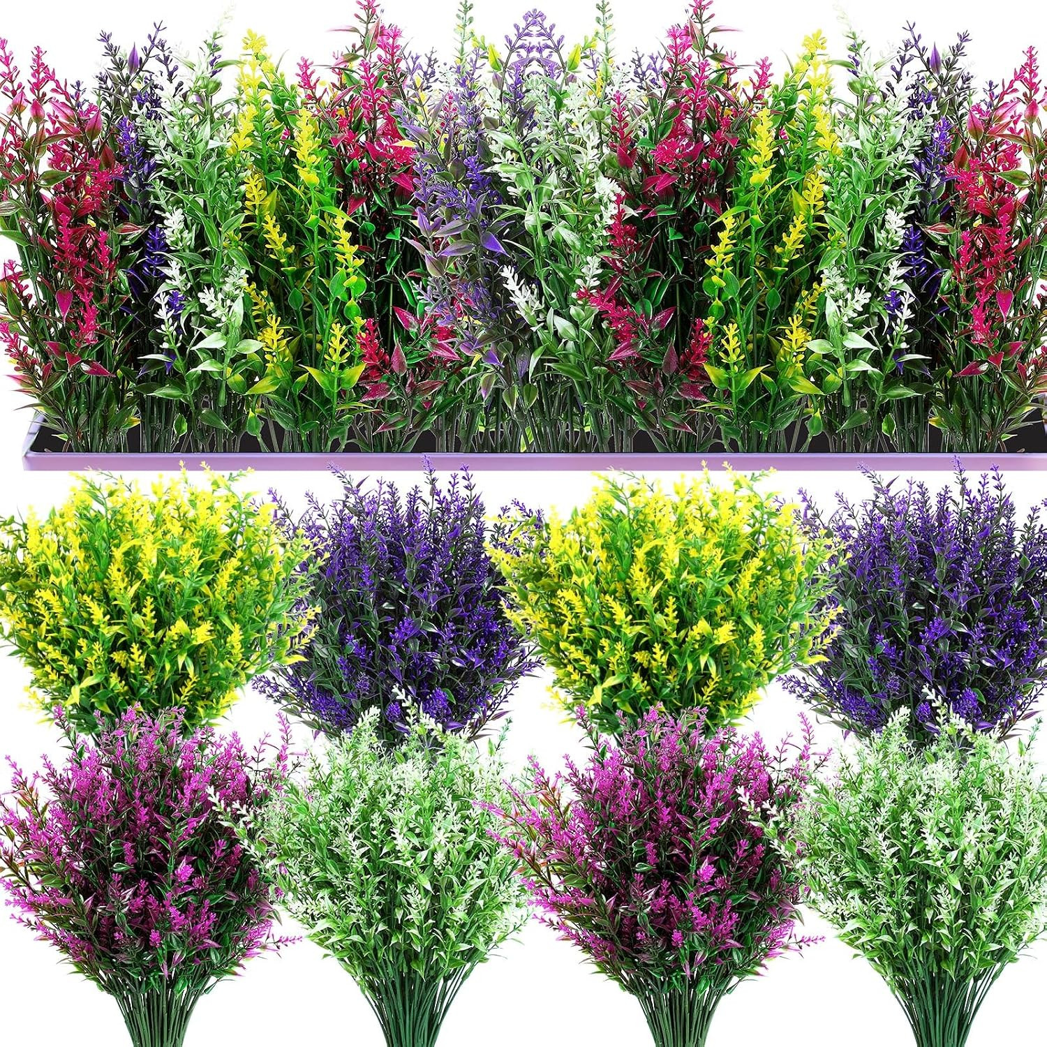 48 Bundles UV Resistant Lavender Flowers – No Fade Faux Plants for Decor