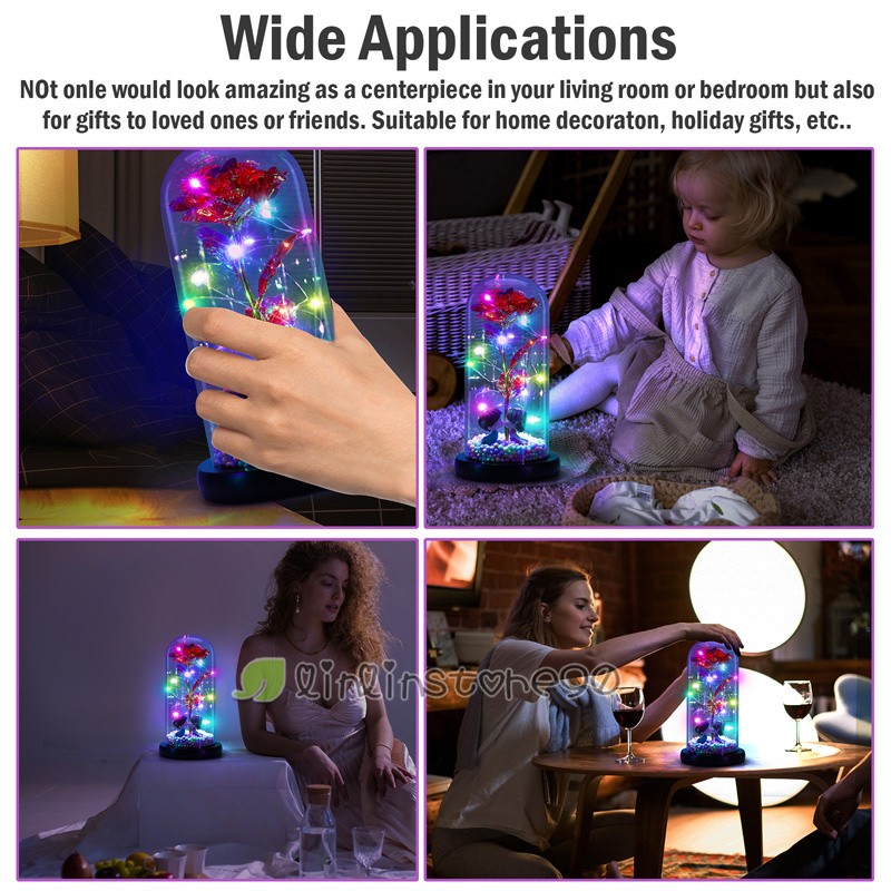 Rose LED Light Glass Gifts for Wife Women Her Girlfriend Valentine Birthday Gift