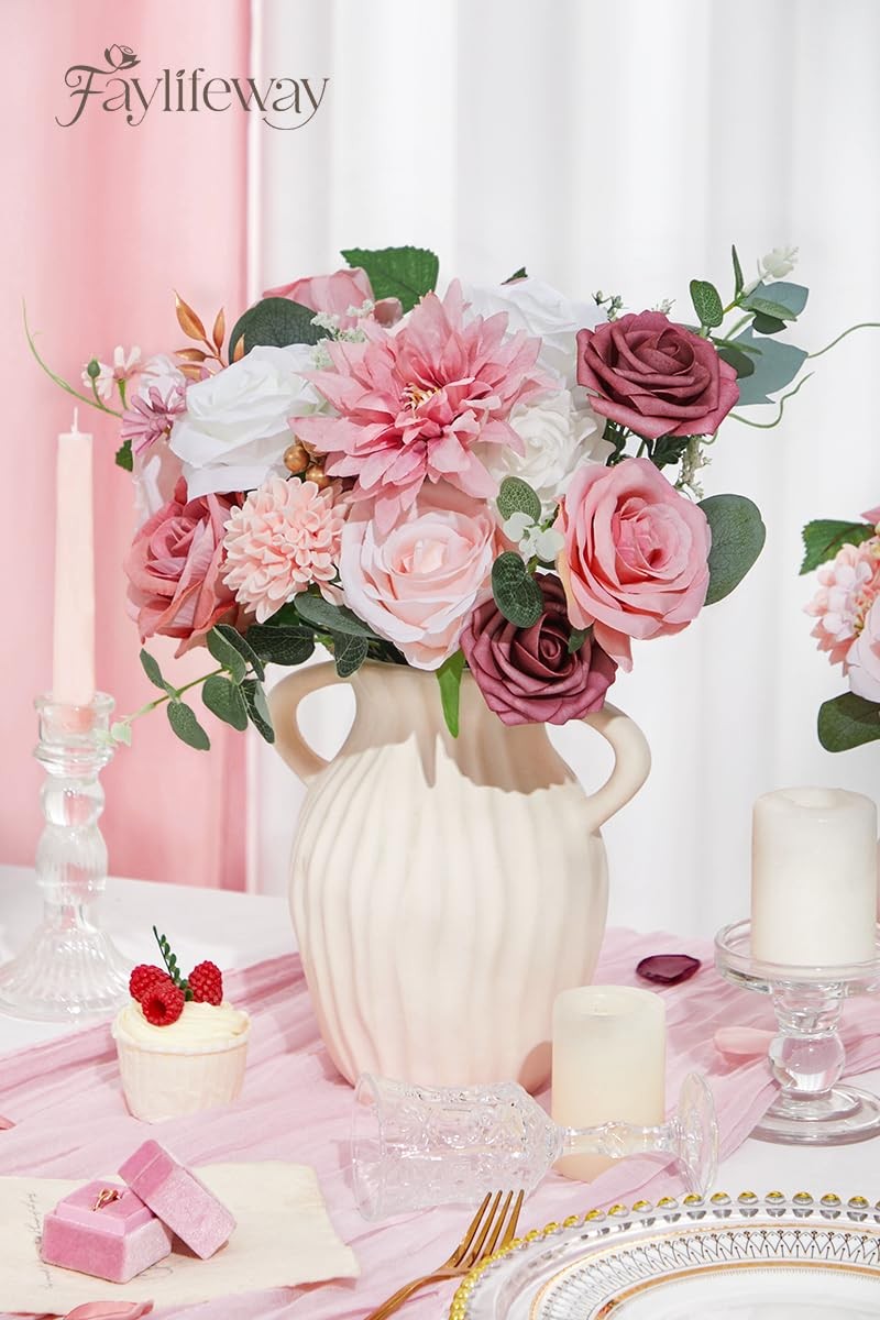 Pink Artificial Silk Flowers DIY Wedding Bouquets Cake Centerpieces Party Decor