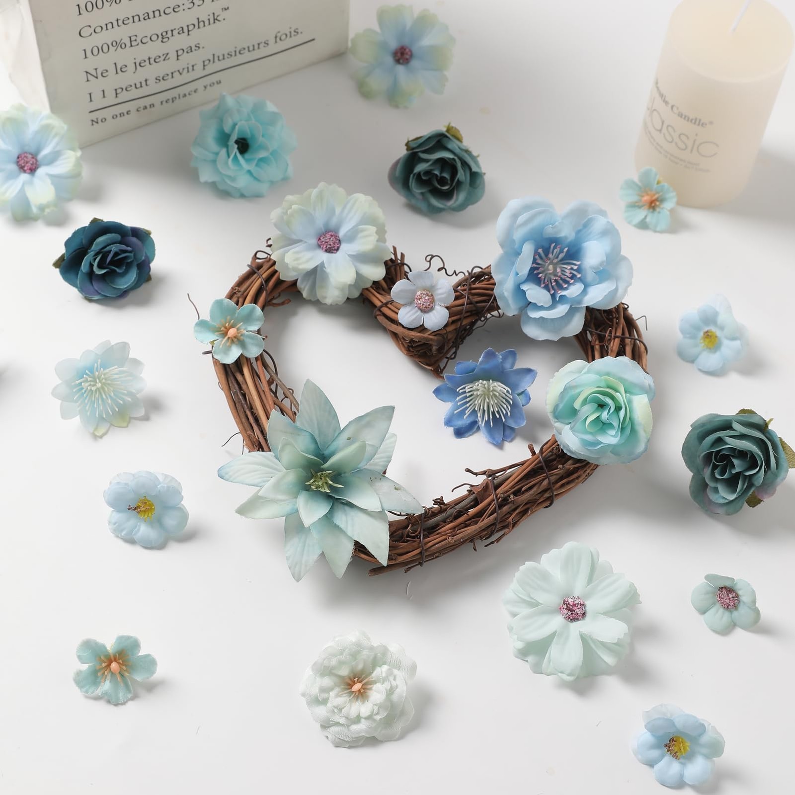 Realistic Mini Silk Flower Heads Set – Multicolor Daisy & Rose Artificial Flo…
