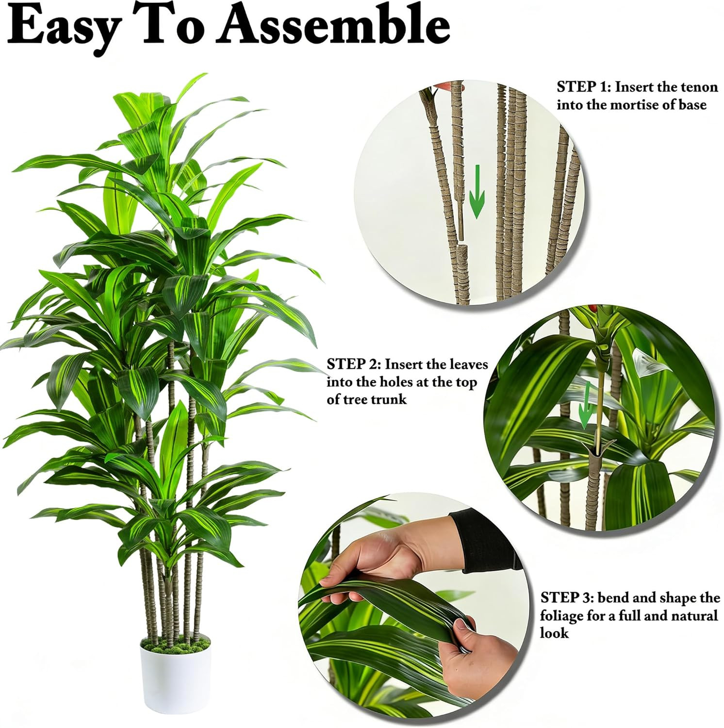6FT Artificial Dracaena Tree in White Pot – Perfect for Home & Office Decor