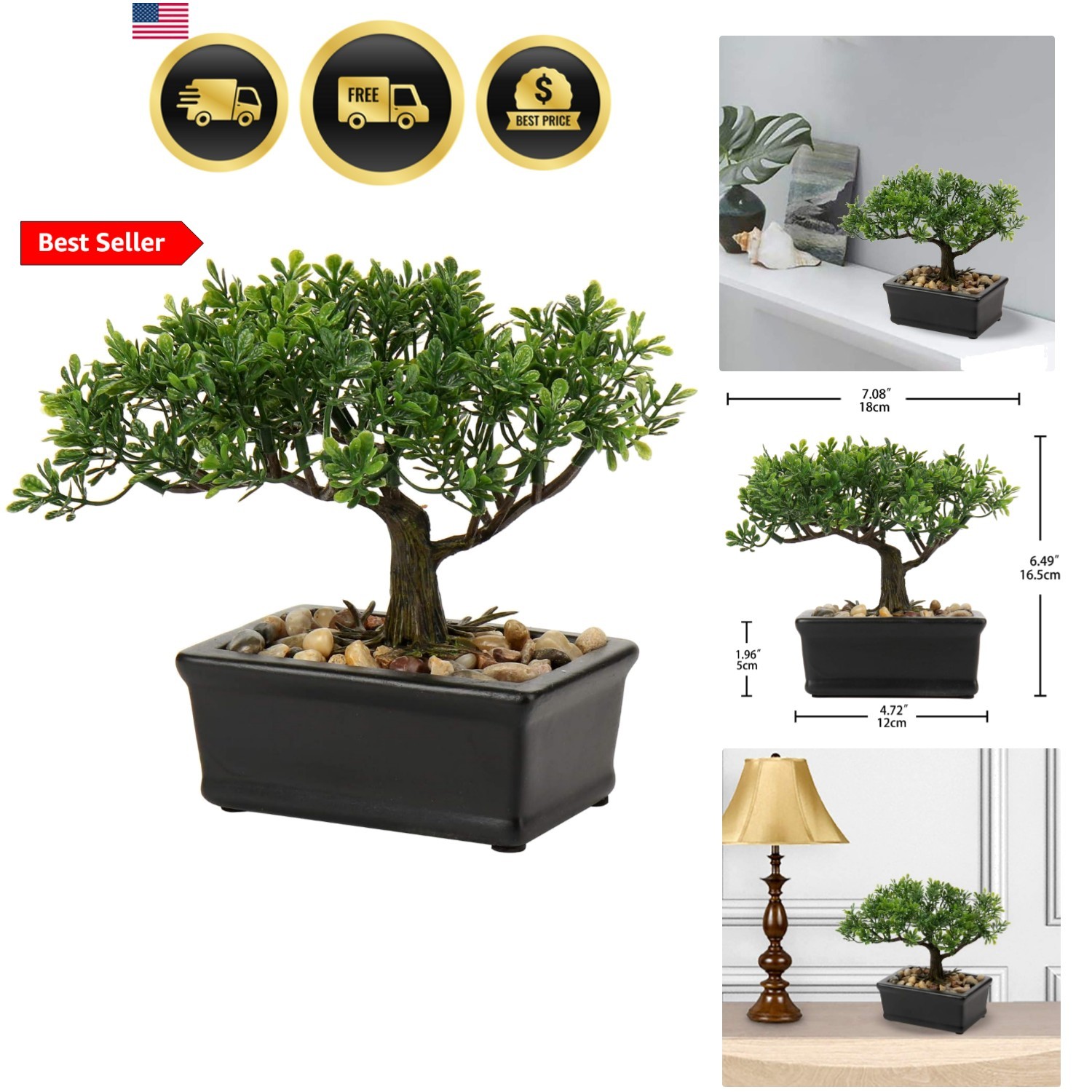 Artificial Bonsai Tree Juniper Faux Plants Indoor Small Fake Plants Decor wit…