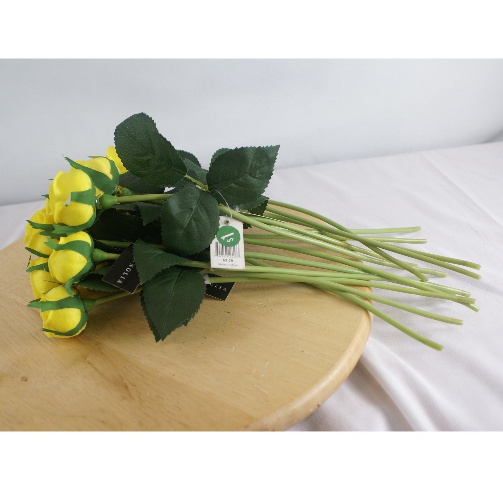 Magnolia Home Yellow Cabbage Rose Stems Faux Floral Decor 12 Inch Set of 12