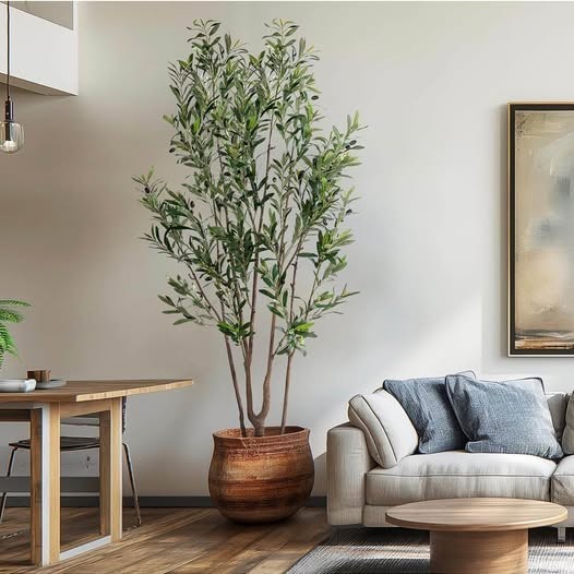 7FT Artificial Olive Tree Tall Faux Silk Plant Tall Faux Olive Tree