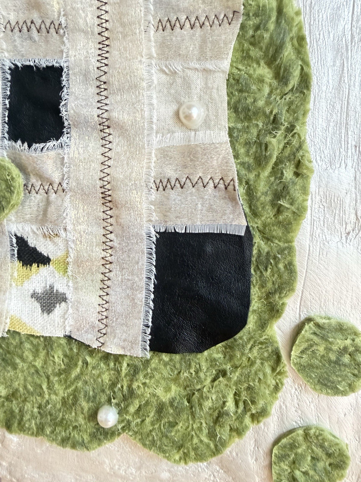 Handmade Textured WallArt Recycled Yarn Fabric Neutral Abstract Fiber Art 24×14”