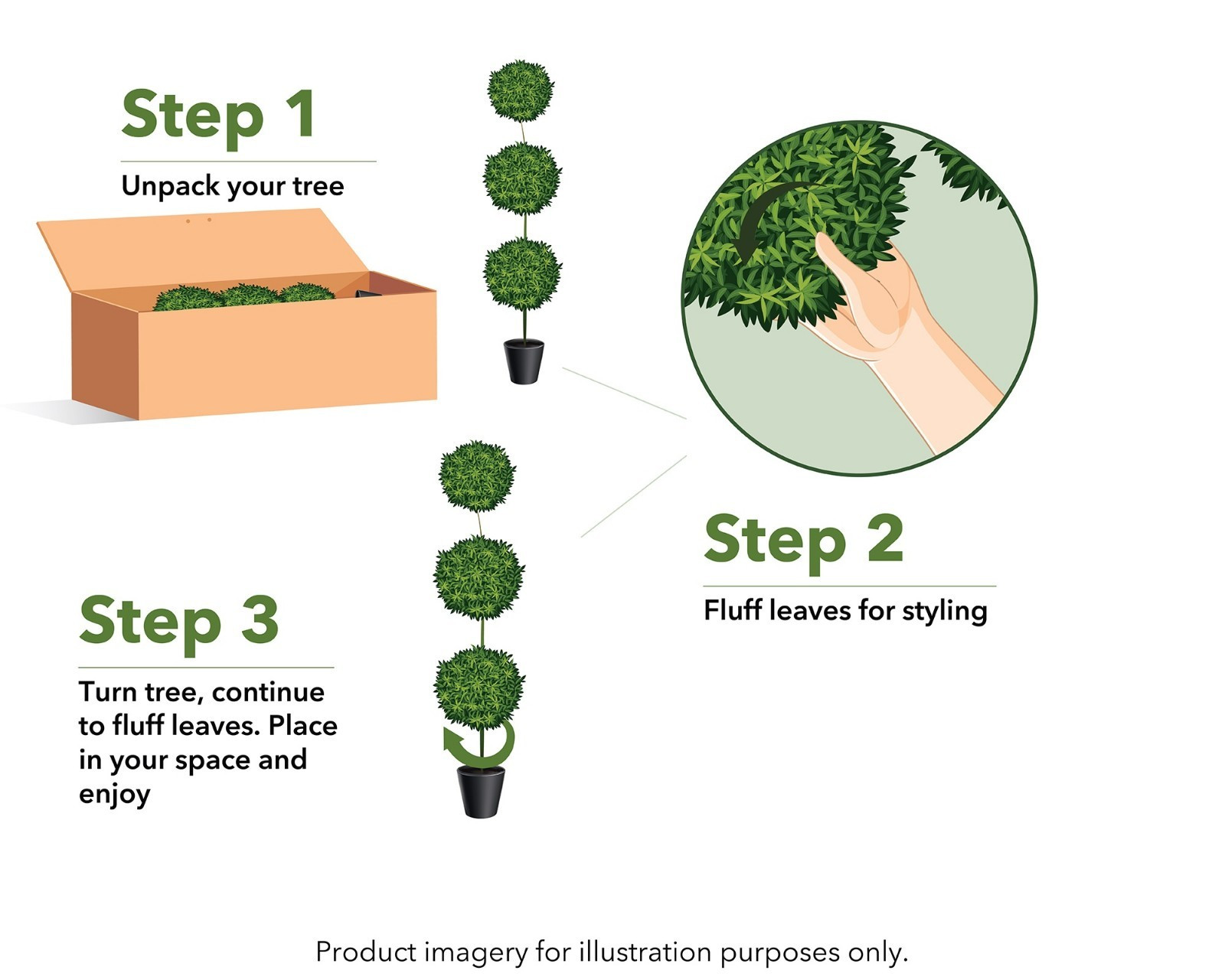 3’ Artificial Boxwood Triple Ball Topiary Tree – Lifelike Faux Greenery