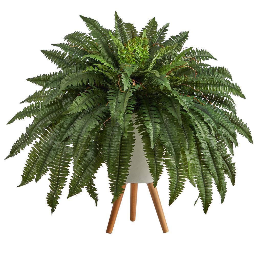 2.5 Ft. Boston Fern Artificial Plant in White Planter with Legs