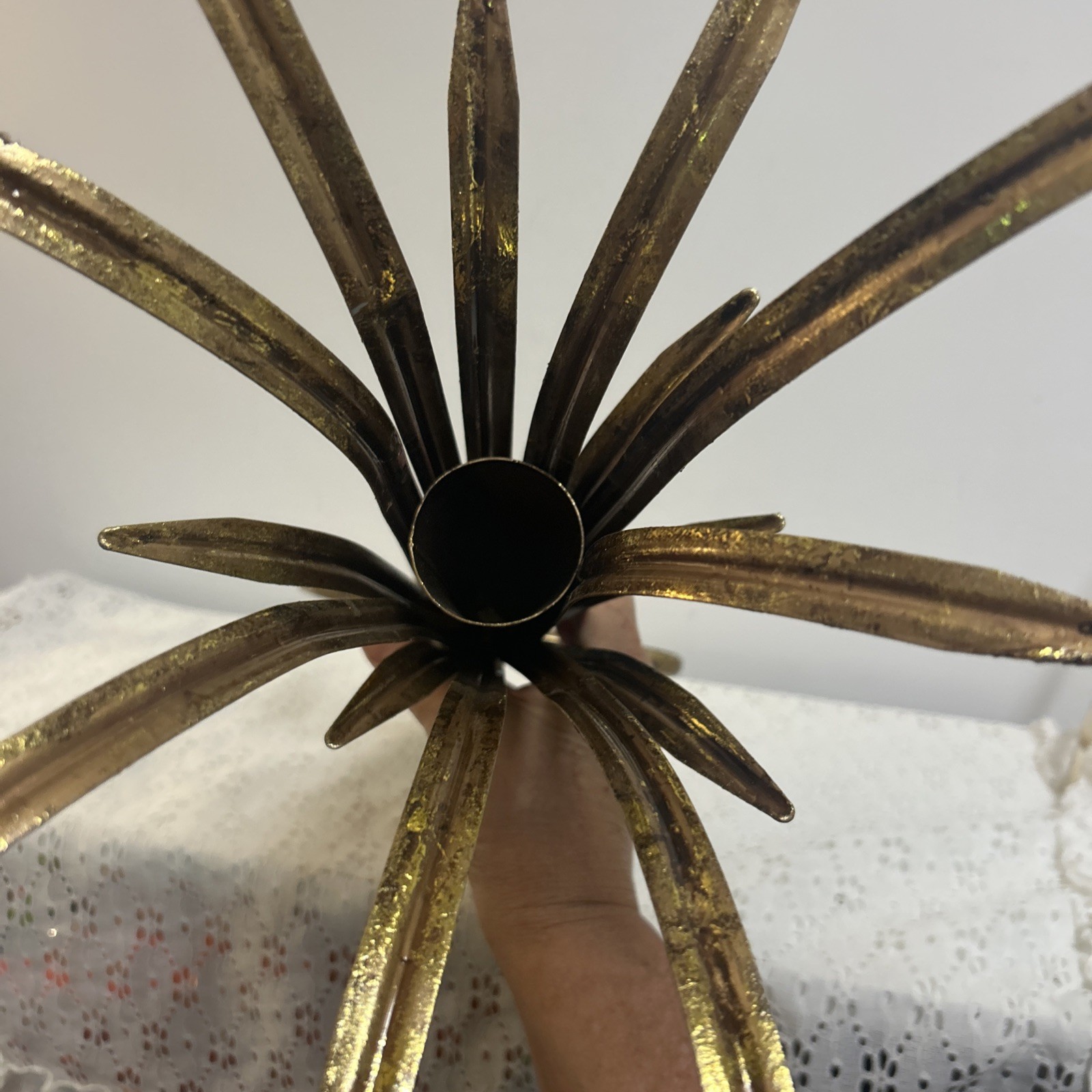 New French Bouquet Holder Home Accessory Displayer Aged Gold Tone Metal Wedding