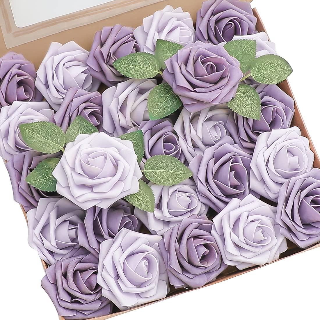 Artificial Flowers 25pcs Real Looking Lavender African Violet Purple Foam Fak…