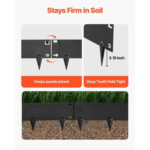 Galvanized Steel Landscape Edging, 6-Pack 40 x 8.15 Inch Metal Edging for Landsc