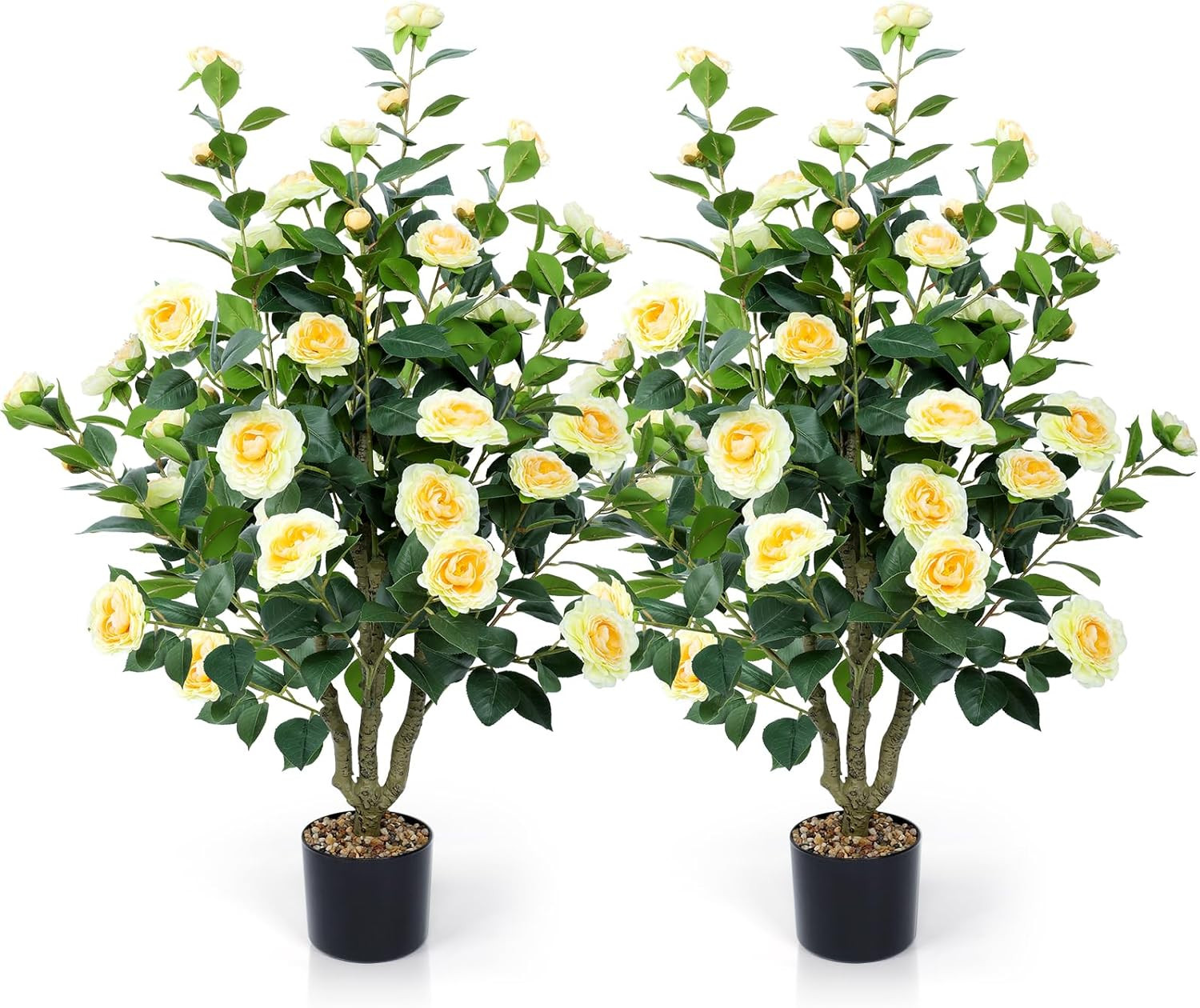 42″ Artificial Camellia Tree 2 Pack with 32 Flowers for Home & Office Decor