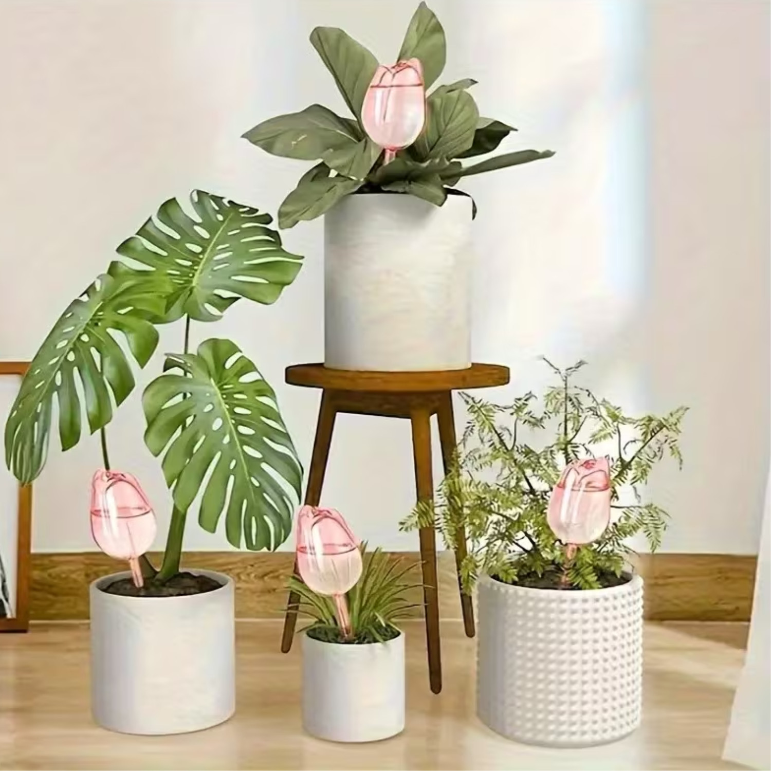 4pcs Pink Tulip Plant Watering Balls, new design slow release watering tool