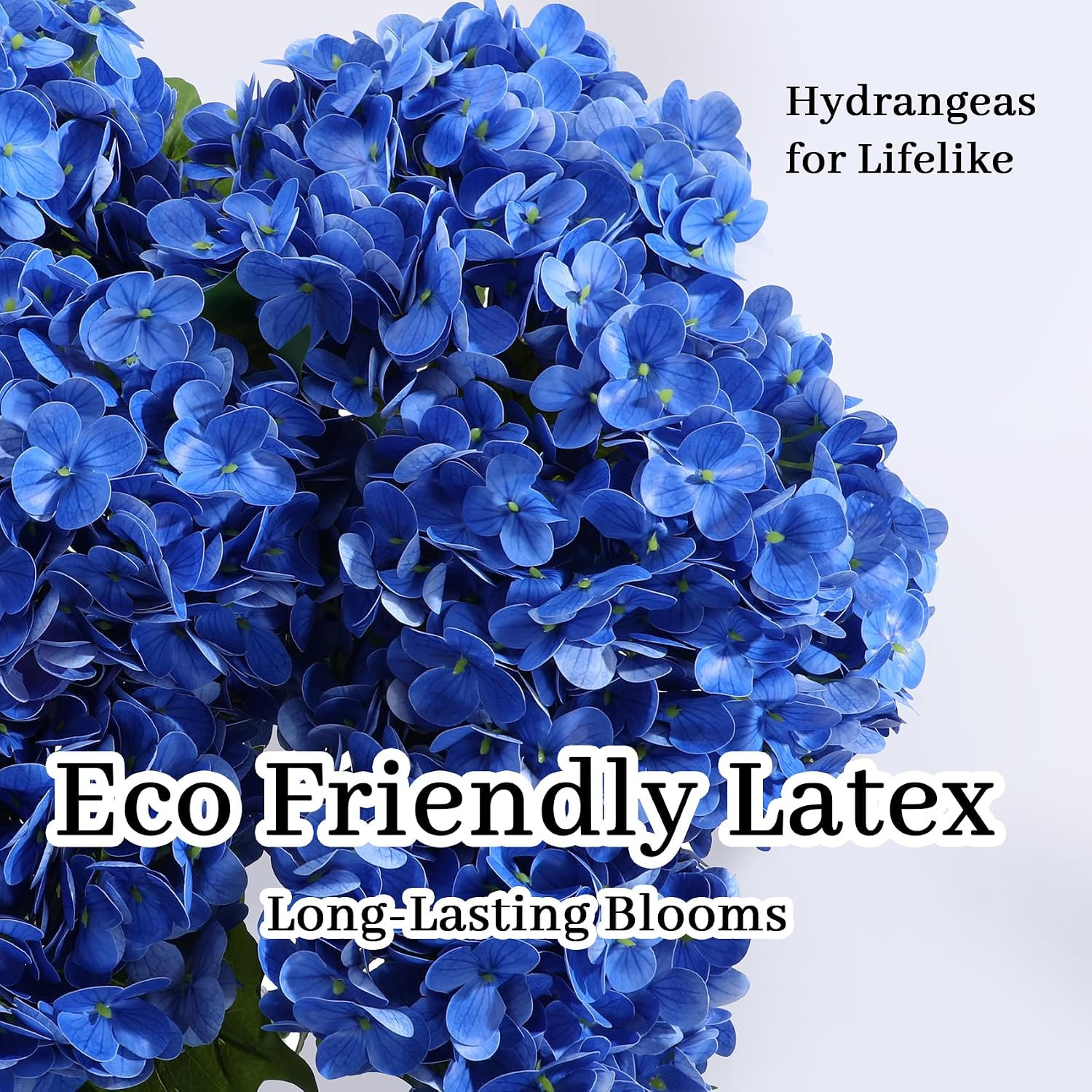 NINTYNINE Hydrangea Artificial Flowers, 4Pcs Real Touch Faux Hydrangea with Long