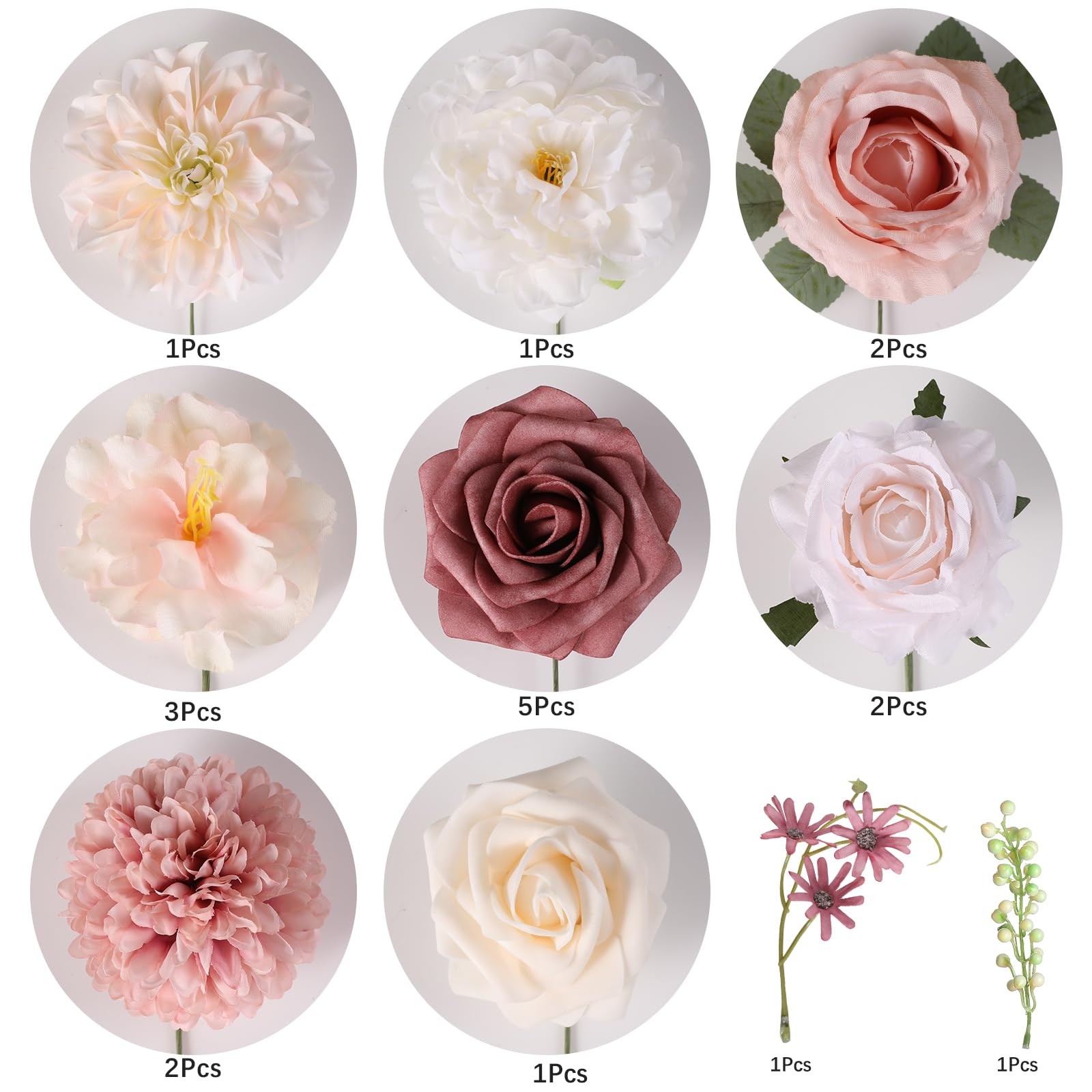 Garisey Artificial Flowers Combo, Mix Silk Flowers Roses, Peonies, Dahlias wi…