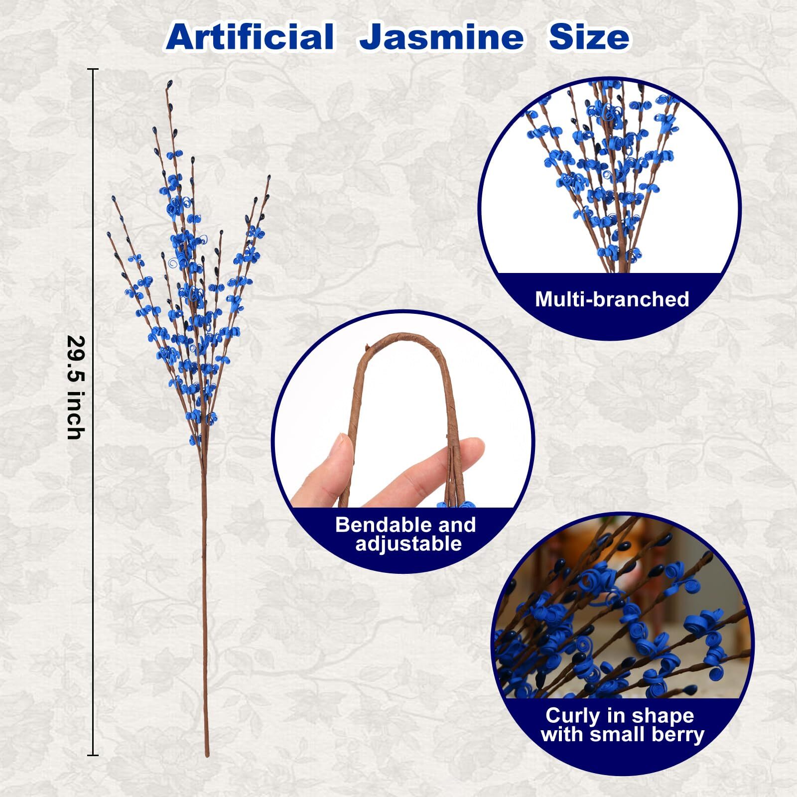 10pcs Long Stem Jasmine Flowers Artificial 29.5″/75cm Faux Jasmine Bouquet