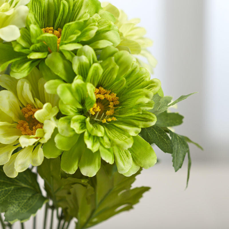17″ Green Artificial Zinnia Decorative Floral Bush