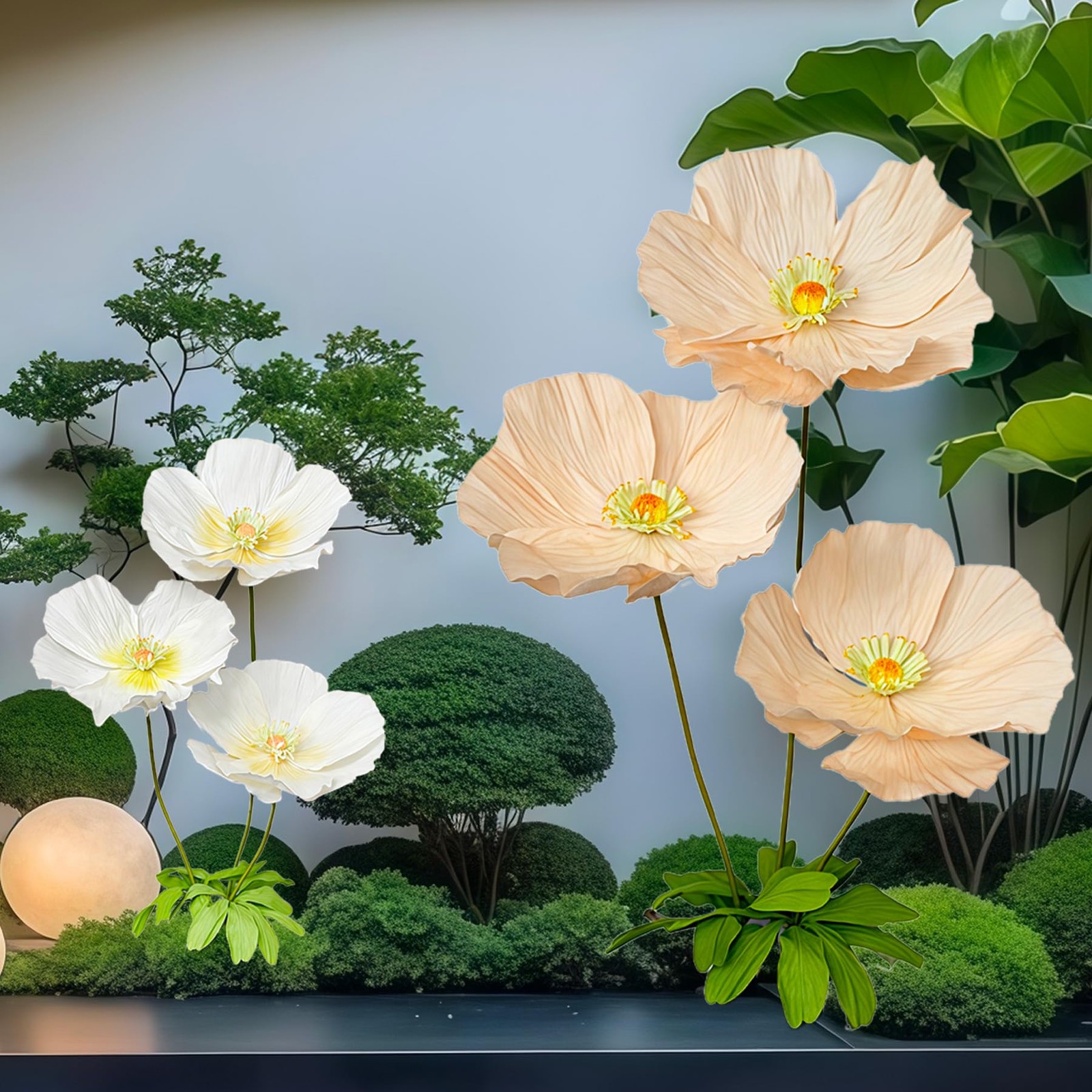 Artificial Flowers Decorations 5.58ft Fake Poppy Flower for Standing Receptio…