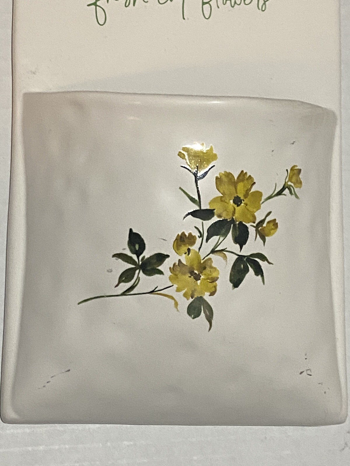 Wall Pocket Ceramic Decor “Fresh Cut Flowers” 2” Pocket Flower Greenery Vase