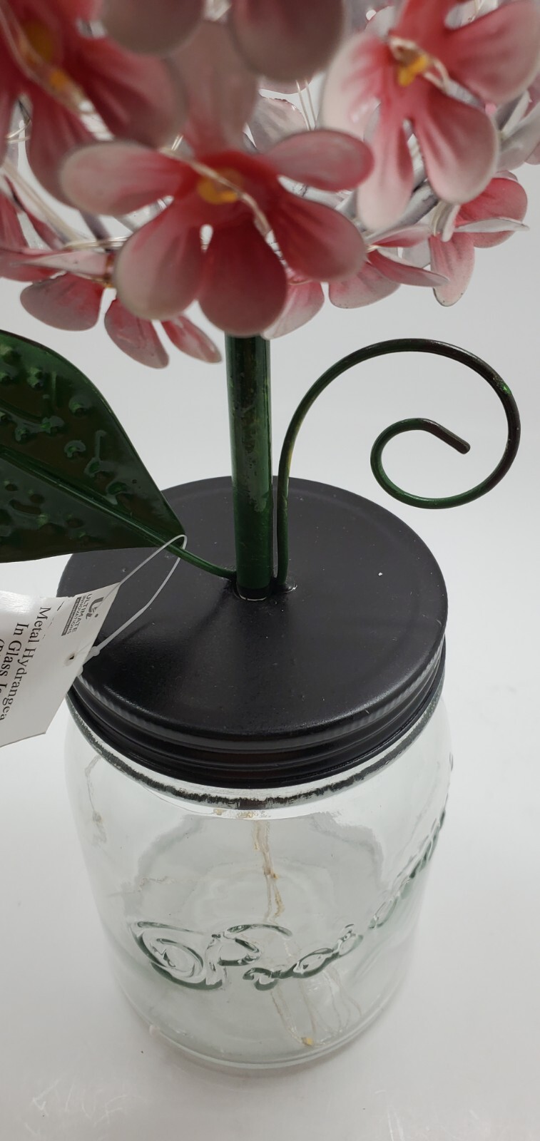 LED Lighted Metal Hydrangea in Jar with fairy light, Ultimate In.. Pink. Q8