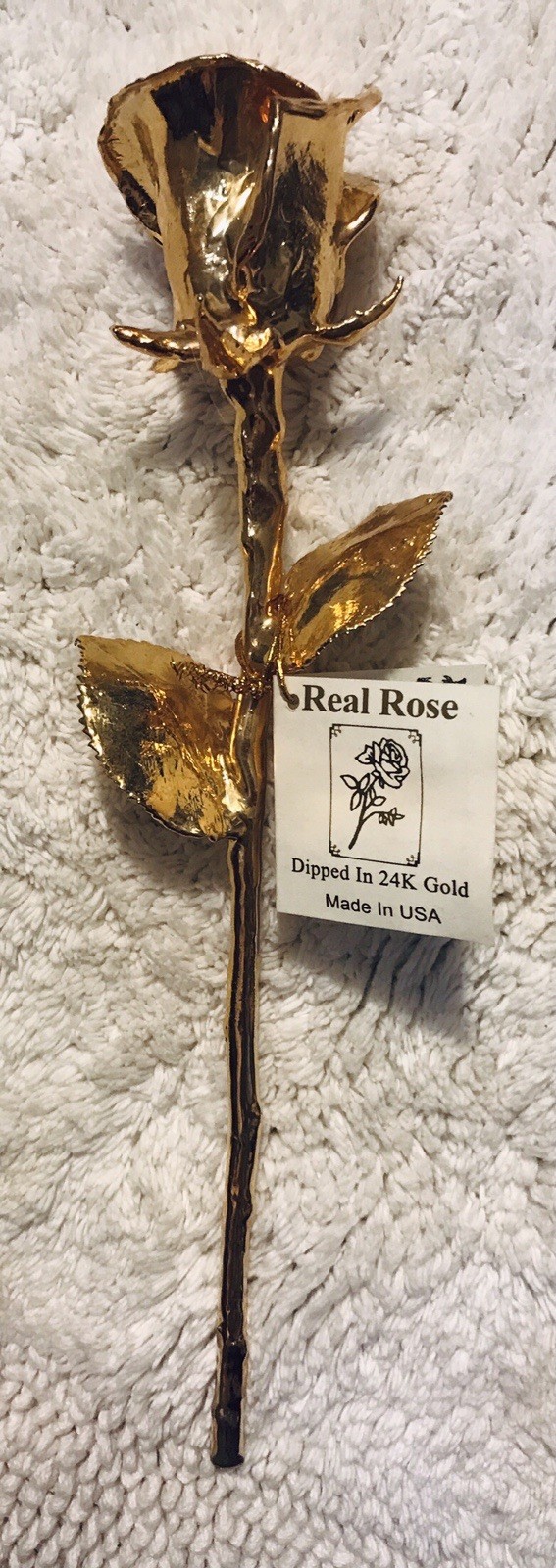 NEW Living Gold Co USA Made Real Rose Dipped in 24K Gold
