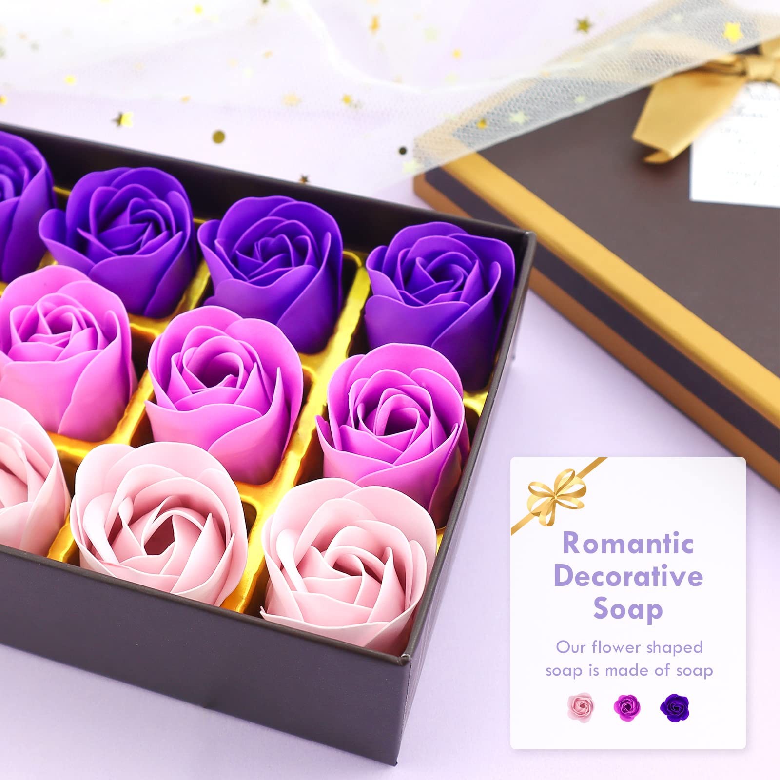 Floral Scented Rose Soap Petals Set – Gift for Women, Girls, Mom – 18 PCS