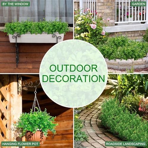 24 Bundles Faux Eucalyptus & Boxwood Plants – Artificial Greenery for Outdoor De