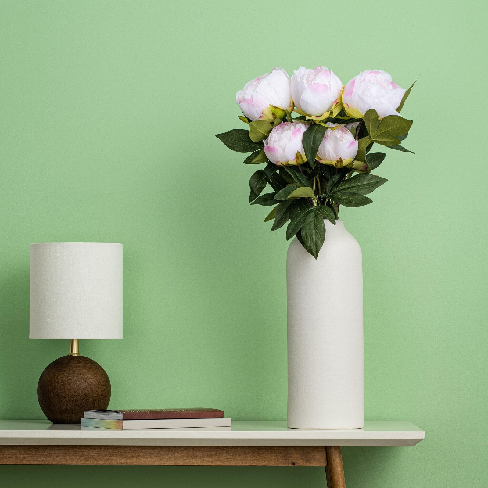 Vickerman 23” Contemporary Fabric Artificial Peony Bush in Cream/Pink