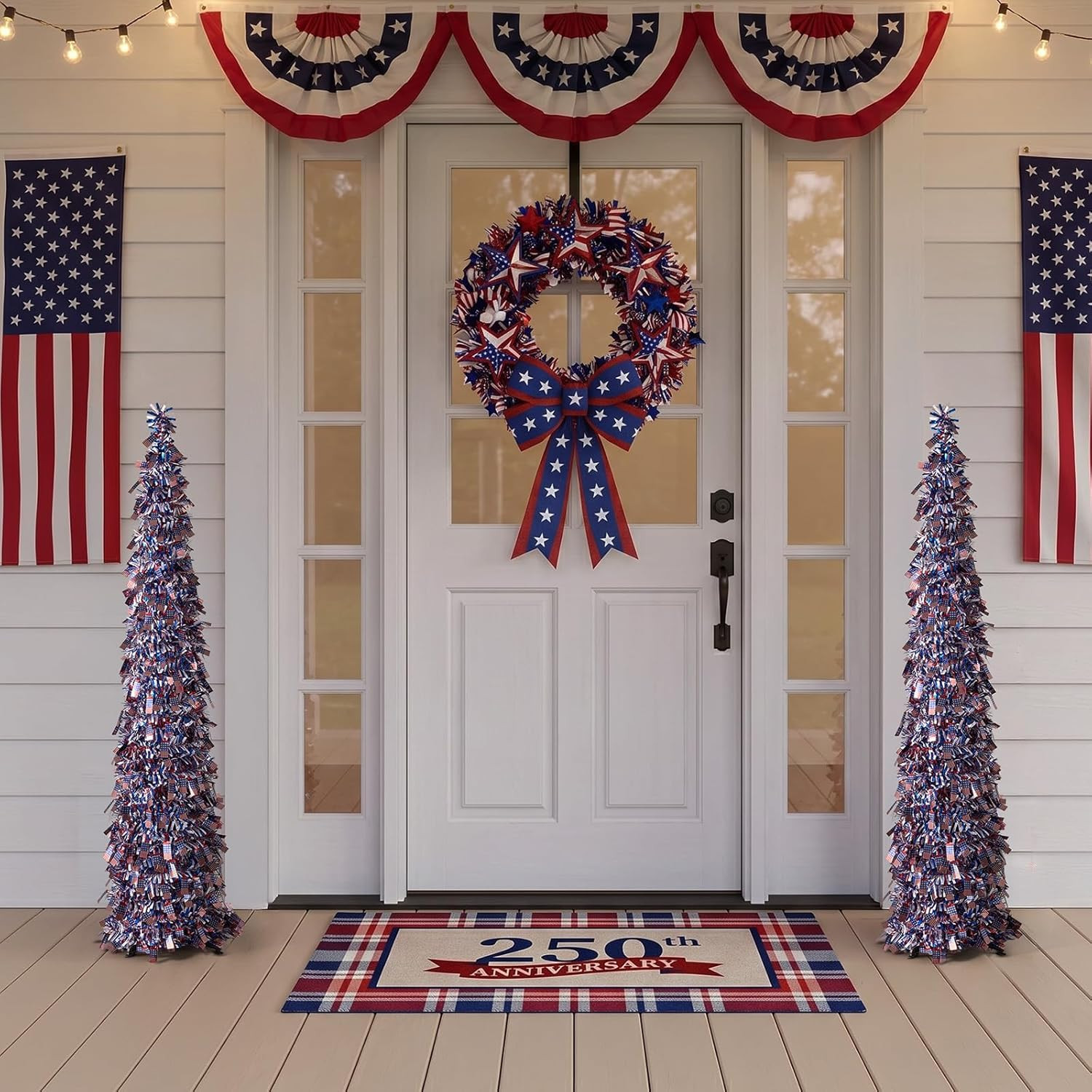Verinatural 5FT Pop up 4Th of July Decorations Patriotic Tinsel Tree – USA Theme