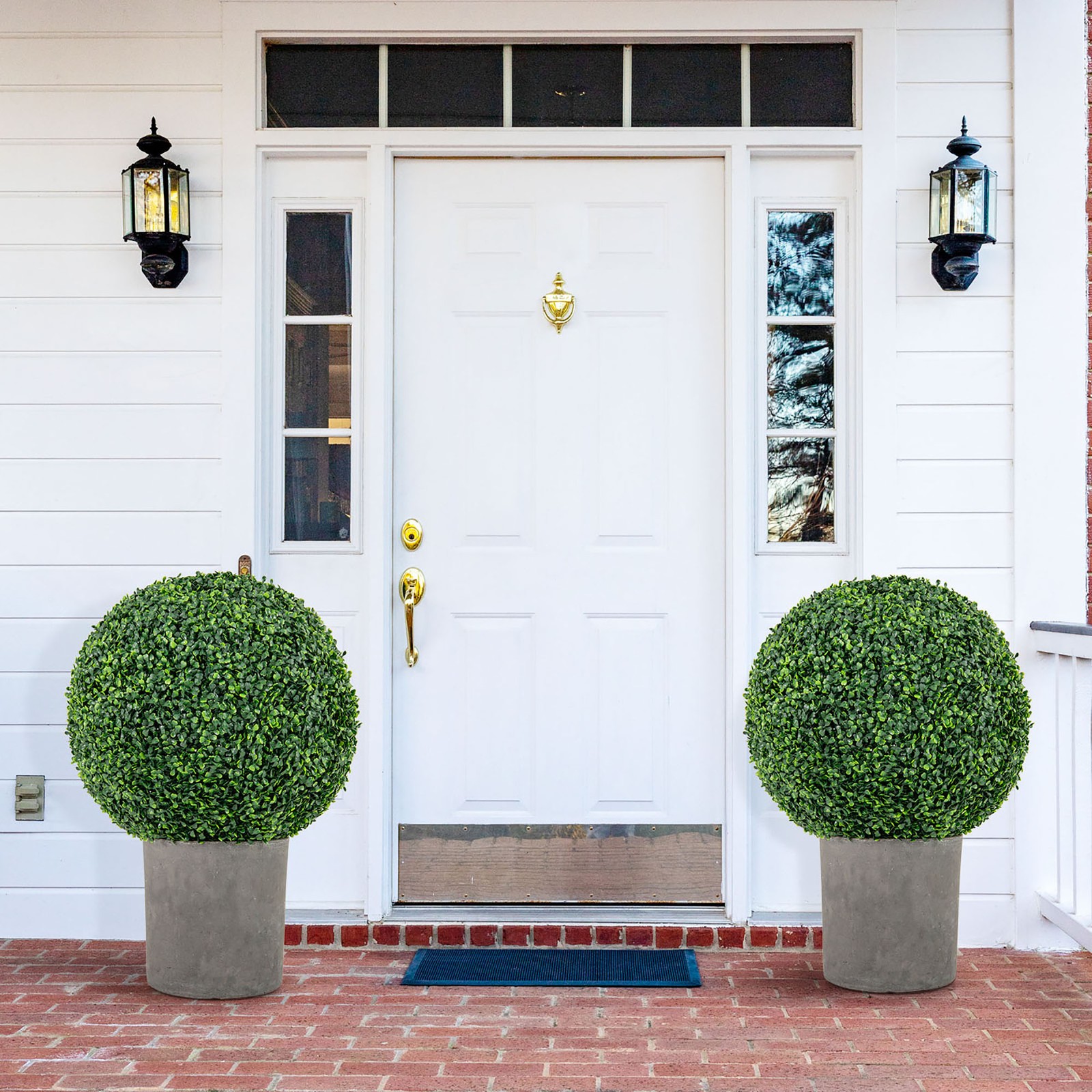 2 PCS 20” Artificial Boxwood Topiary Balls Sun-protective Round Greenery Bushes