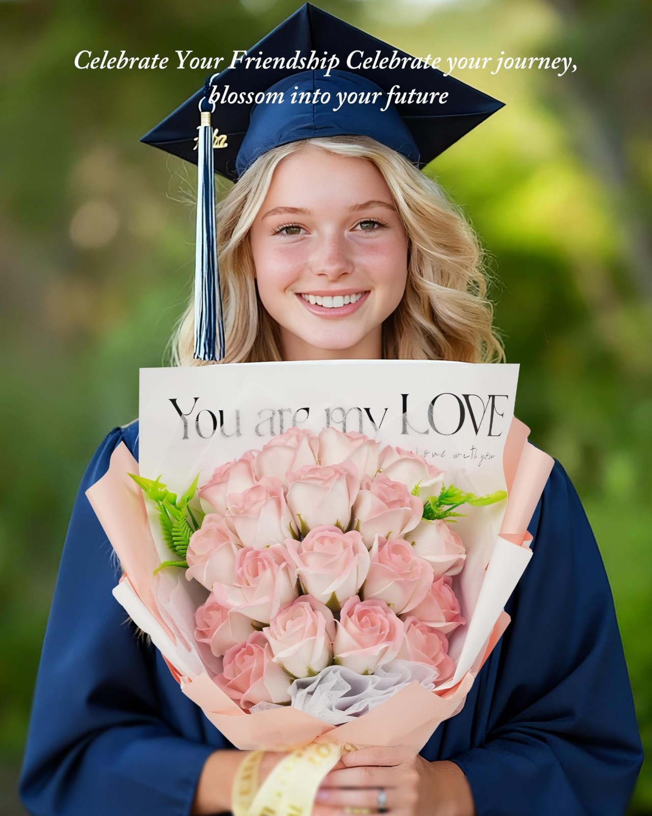 Artificial Roses Bouquet – 18 Preserved Flowers with Necklace – Unique Gift for