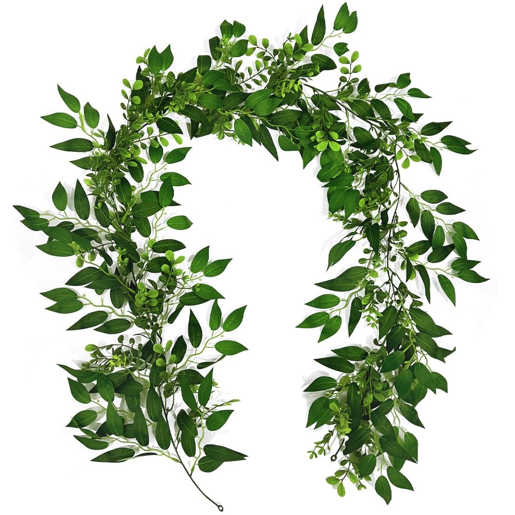 Artificial Willow Leaves Vine Twigs 2Pcs 6.2Ft Silk Greenery Garland Fake Han…