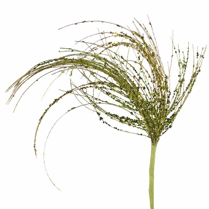 Light Green Glitter Fountain Grass Sprays | 2 Sprays