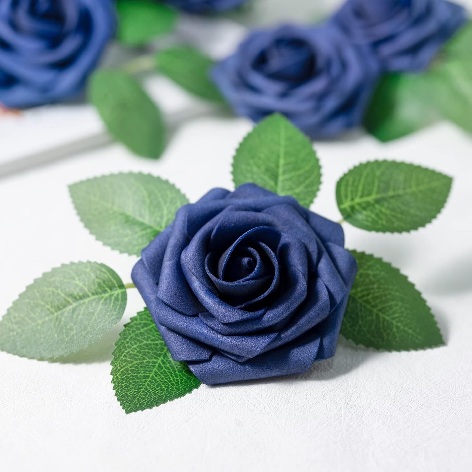 Elegant 50 Pcs Faux Navy Blue Roses – Perfect for Bridal Showers & Home Decor