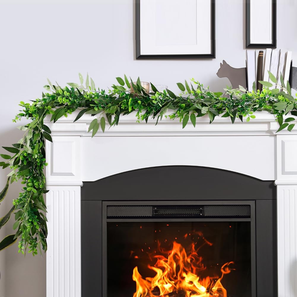 Artificial Willow Leaves Vine Twigs 2Pcs 6.2Ft Silk Greenery Garland Fake Han…