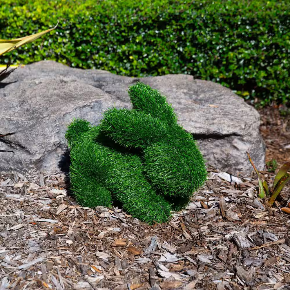 14In. UV Resistant Artificial Grass Garden Plush Topiary Bunny Rabbit (Indoor/Ou