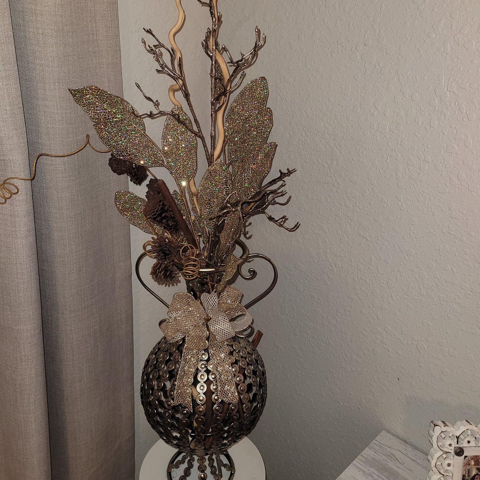 Lighted Floral Arrangement with Brown Willow Branches