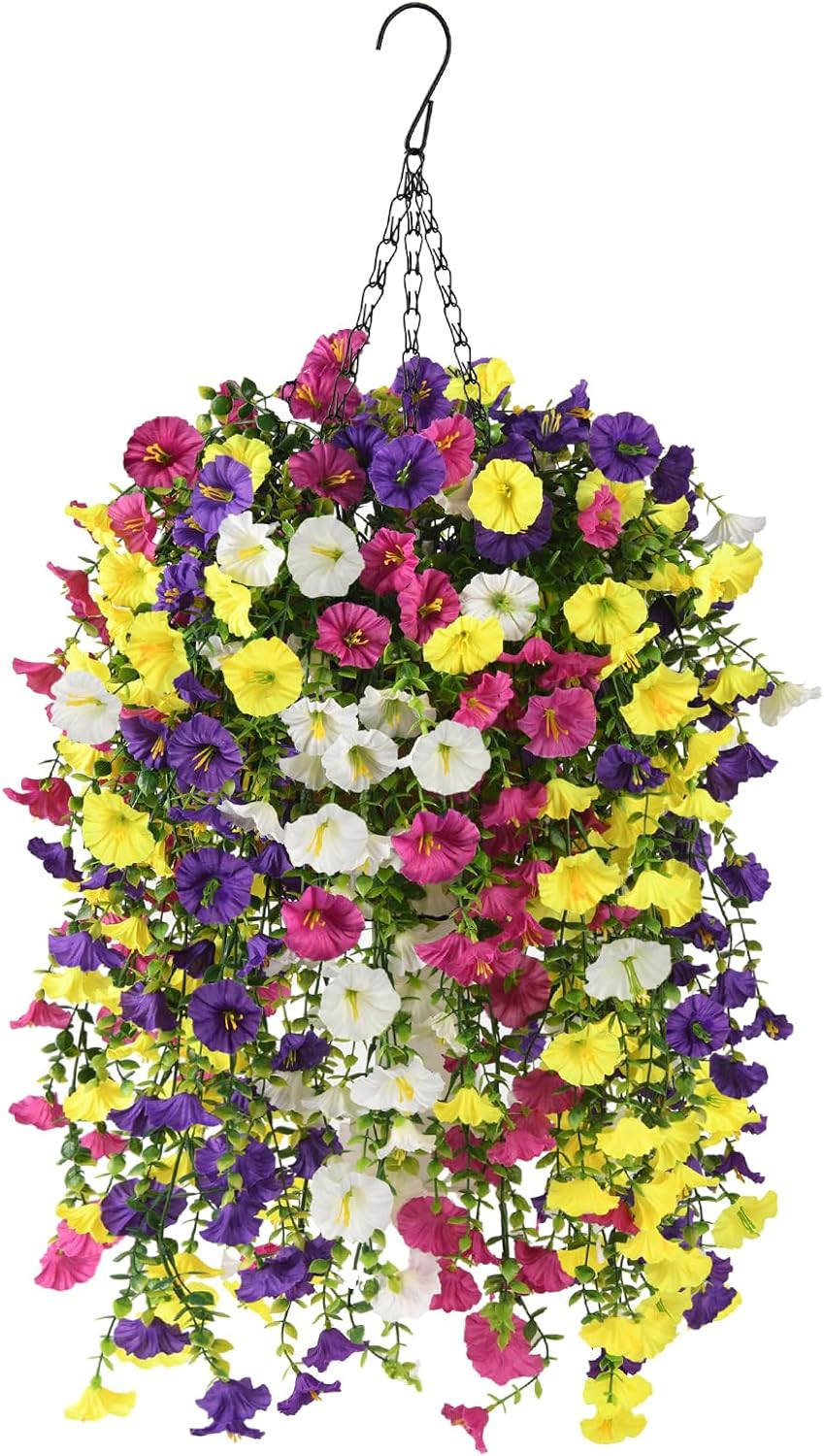 Artificial Faux Hanging Flowers Plants Baskets for Outdoor Spring Summer Decorat