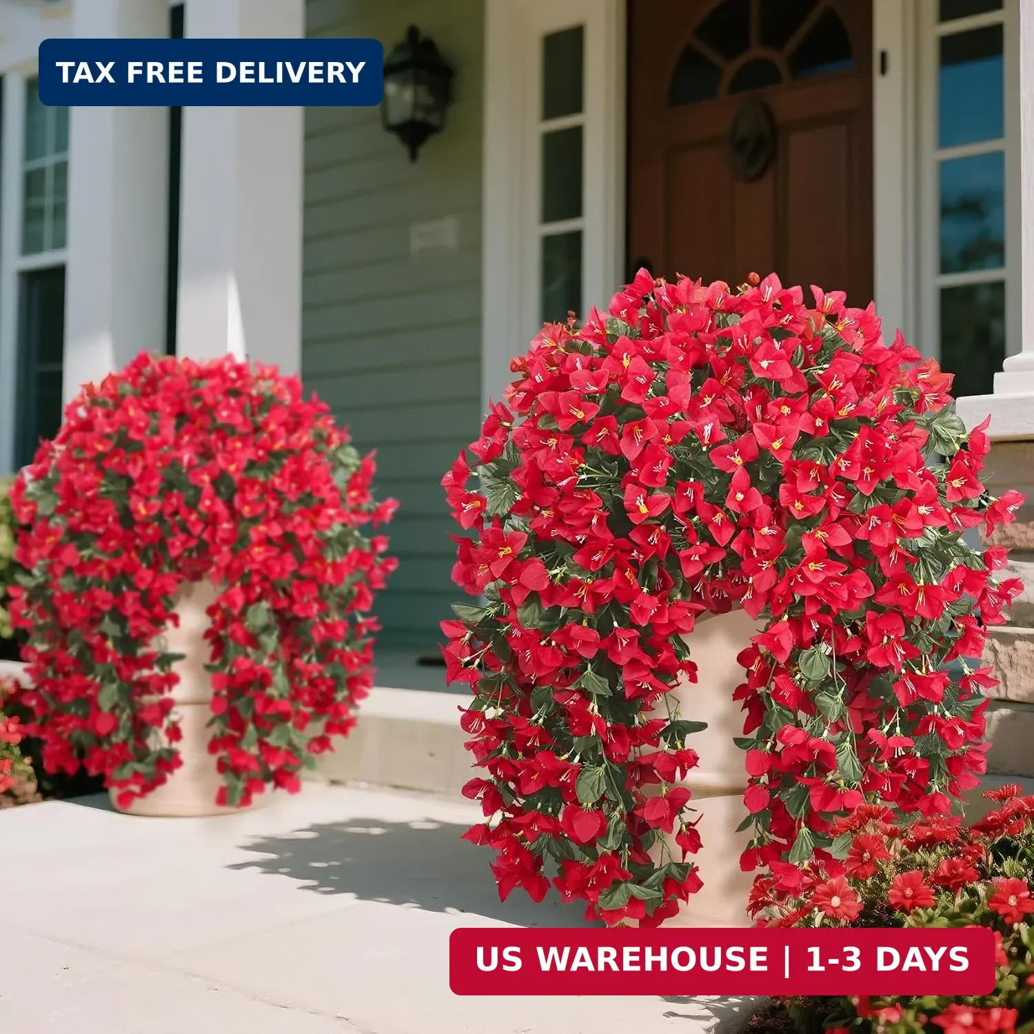 Ouddy Decor 3 Pcs Artificial Hanging Flowers Fake Hanging Bougainvillea Faux Pla