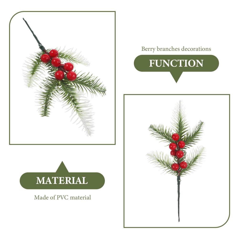10Pcs Reusable Artificial Christmas Berry Stems for Decor Assorted Color PVC